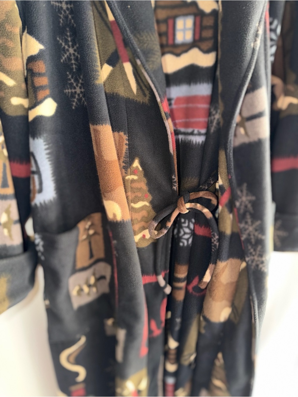 croft & barrow Black Multi-Color Printed Long Robe - Picture 5 of 7